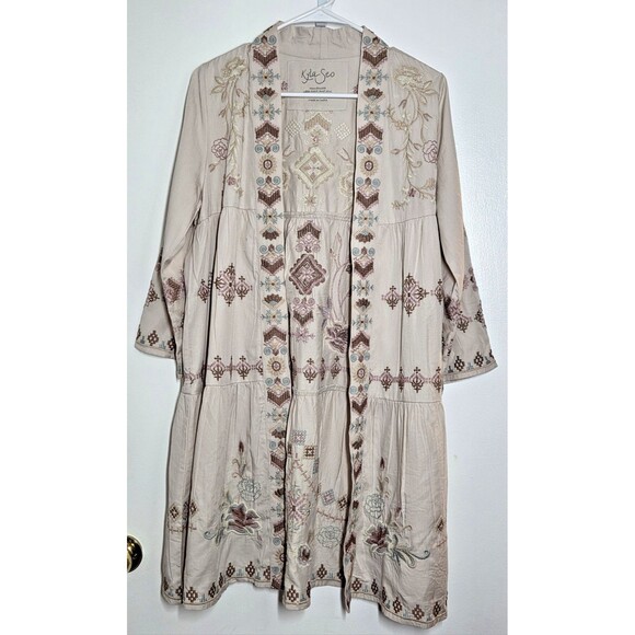 NEW KYLA SEO CAITE CALISTA PINK EMBROIDERED JACKET sz S KIMONO TENCIL BOHO FEST - Picture 6 of 12